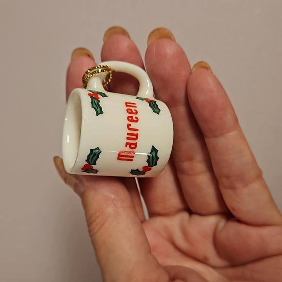 Lot of 4 'Maureen' ornaments angel bell miniature mug carved wood name EUC - Picture 9 of 10